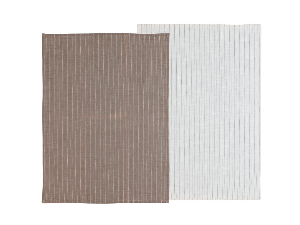 Kuchyňská utěrka 50x70 Taupe/White (sada 2 ks)