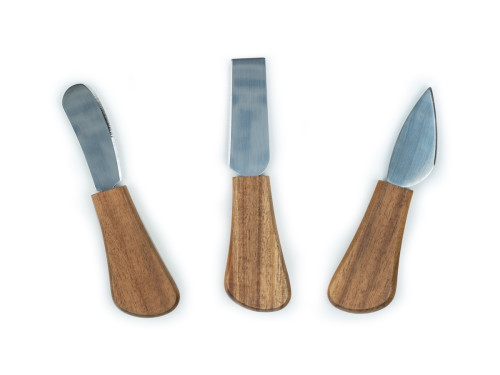 Akáciové krájecí prkénko na sýr a sada 3 nožů Oviedo