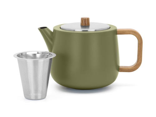 Dvoustěnná konvička na čaj Duet Facet 1,1L Khaki Green