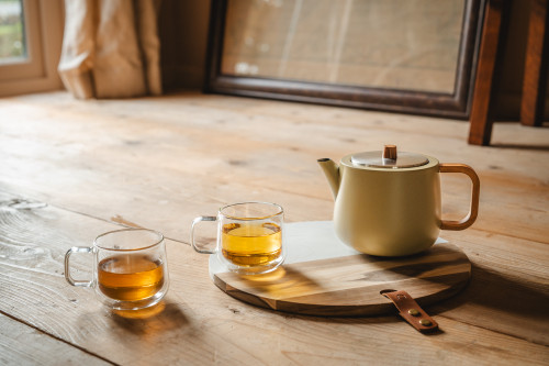 Dvoustěnná konvička na čaj Duet Facet 1,1L Khaki Green