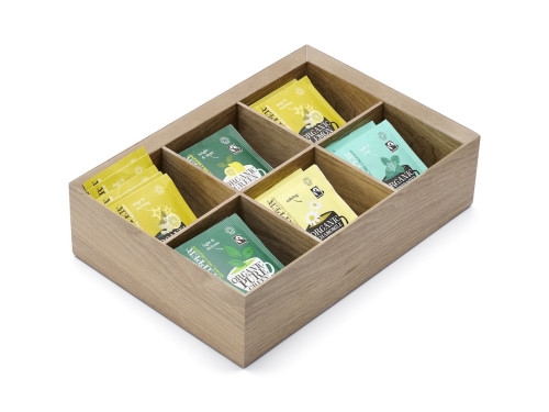 Krabička na čaj s mramorovým víkem (6 přehrádek)