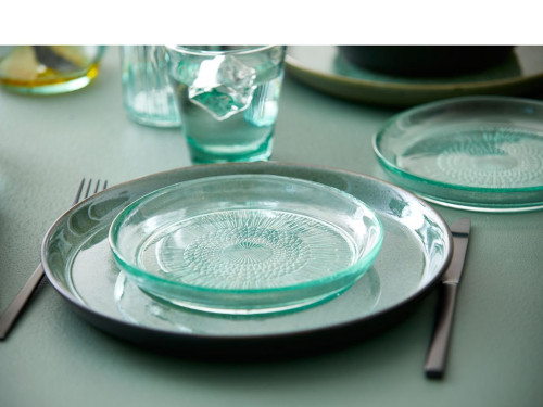 Kameninový mělký talíř 27 cm Black/Green