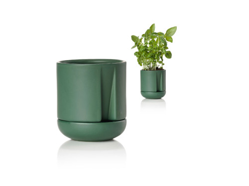 Zone Denmark Samozavlažovací květináč na bylinky Herb &amp; Sprout Jungle Green 10 x 11,6 cm