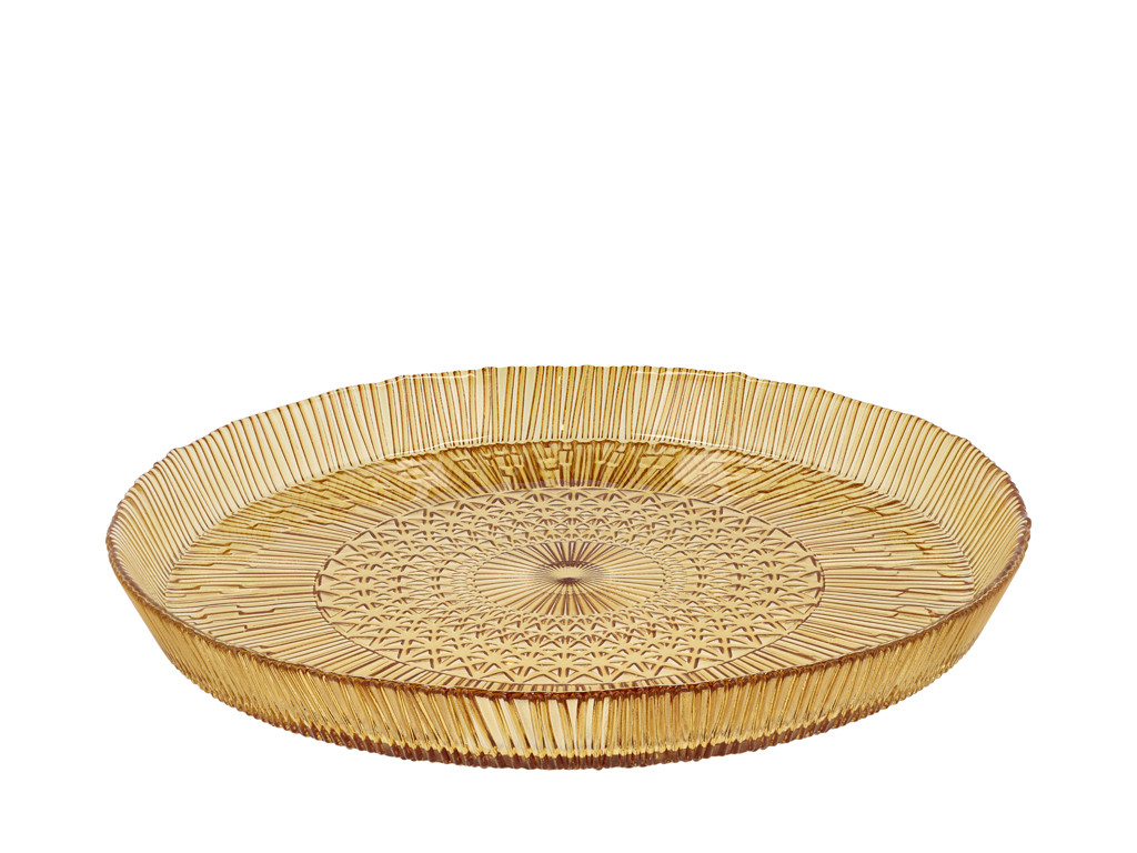 Okrouhlý servírovací tác Kusintha 30cm Amber