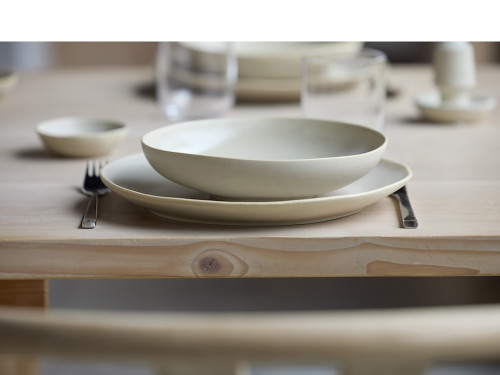 Kameninový mělký talíř Shoku Soft Beige 27 cm