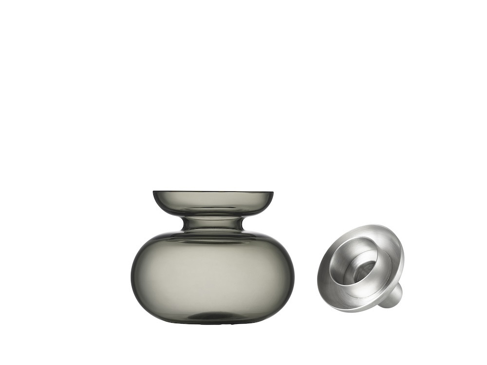 Skleněná váza/Svícen Inu Smoked Grey/Steel