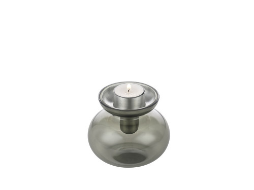 Skleněná váza/Svícen Inu Smoked Grey/Steel 