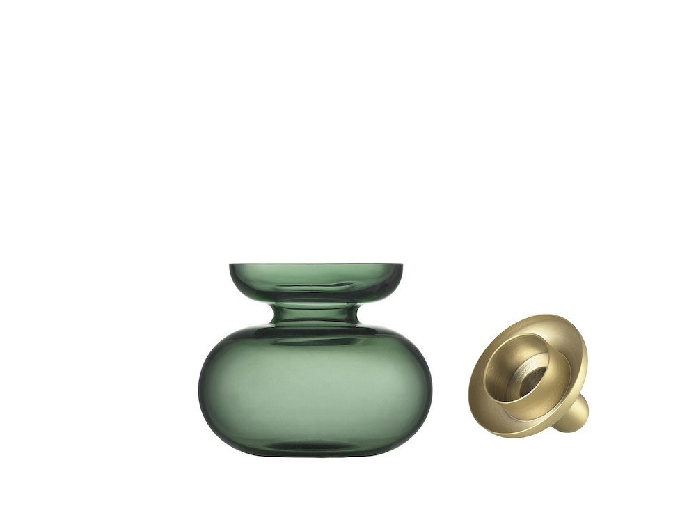 Skleněná váza/Svícen Inu Moss Green/Brass