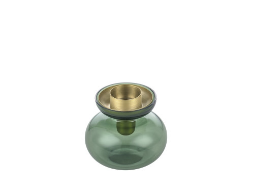 Skleněná váza/Svícen Inu Moss Green/Brass