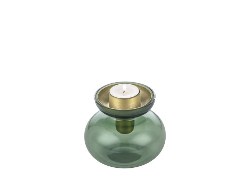 Skleněná váza/Svícen Inu Moss Green/Brass