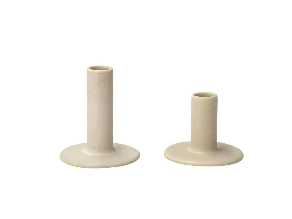 Kameninový svícen Shoku 2ks Soft Beige