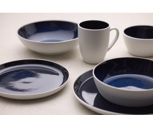 Kameninový mělký talíř 27 cm White/Dark Blue