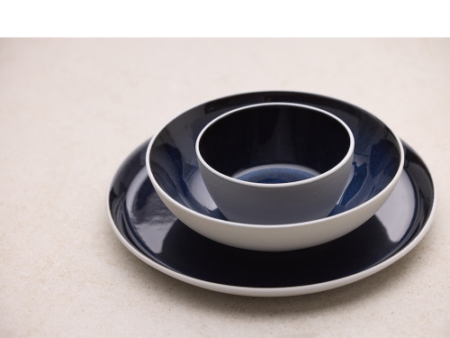 Kameninový mělký talíř 27 cm White/Dark Blue