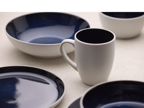 Kameninový hrnek s ouškem 30 cl White/Dark Blue