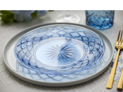 Skleněný talíř Sorrento 21 cm 4ks Blue