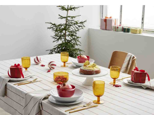 Kuchyňský ubrus 140x270 Line Offwhite/Red