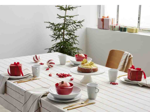 Kuchyňský ubrus 140x270 Line Offwhite/Red