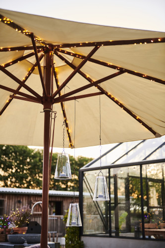 Solární LED světelný řetěz Knirke Parasol, 8x1,5m+2m, 96L