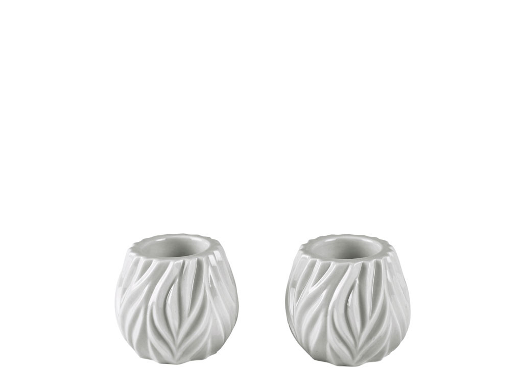 Stojánek na čajovou svíčku Flame (sada 2 ks) White