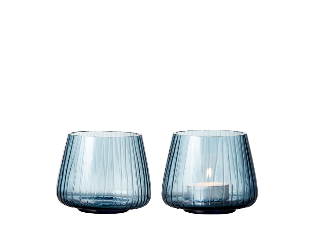 Skleněný stojánek s LED čajovou svíčkou Kusintha Blue (sada 2 ks)