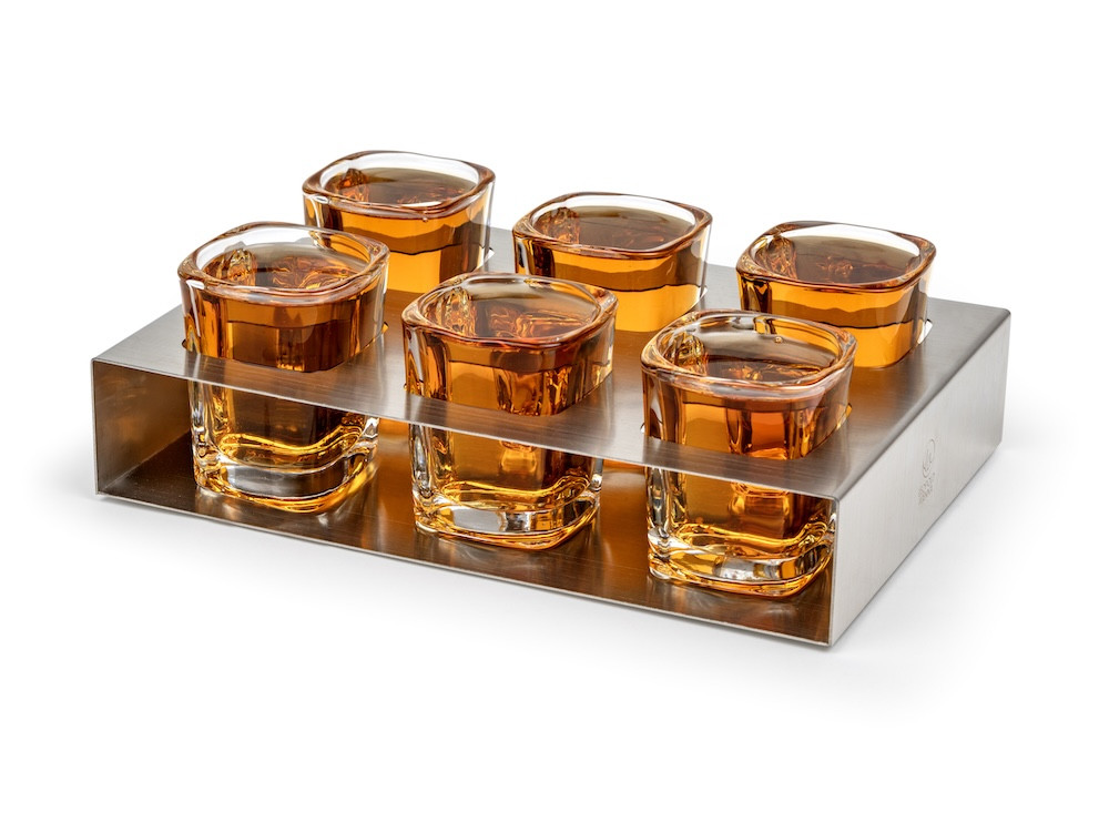Sada 6 sklenic na panáka s tácem 