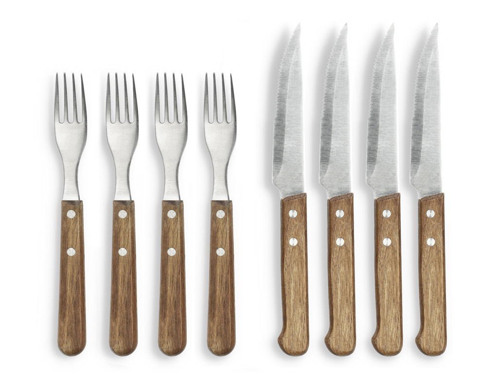 Sada příborů na steaky 8ks Nerez/Akáciové dřevo