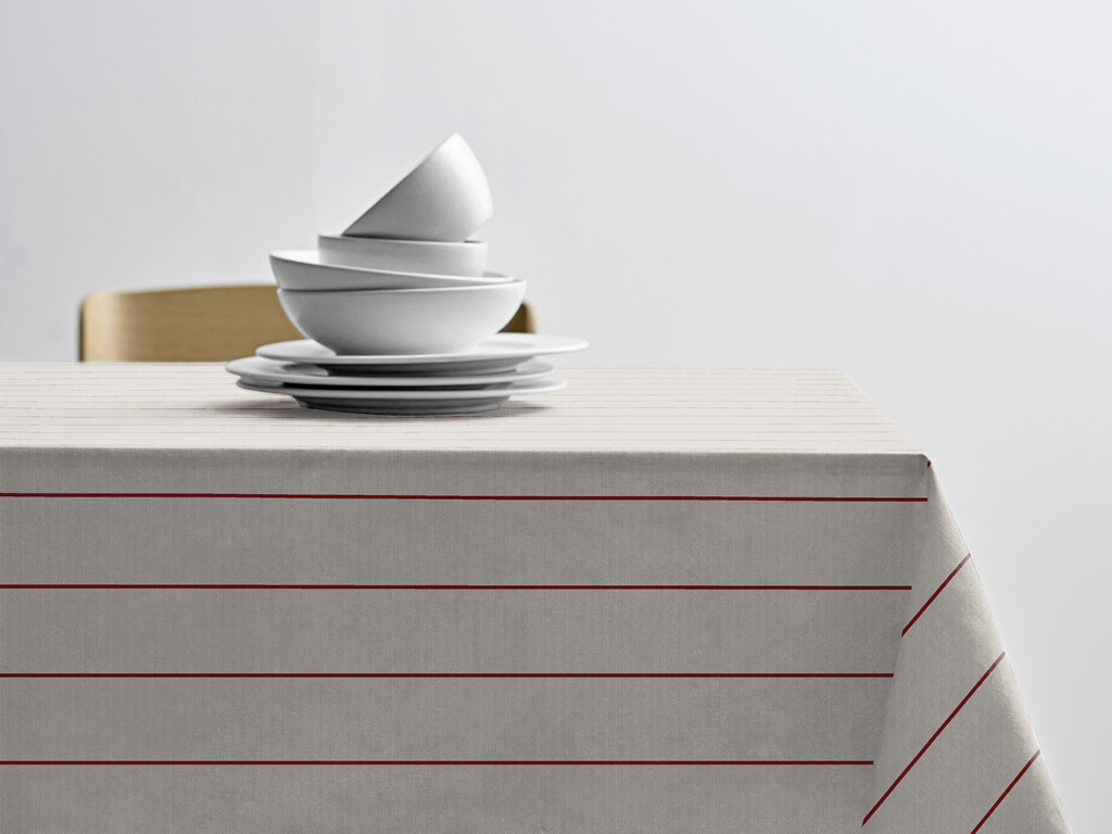 Kuchyňský ubrus 140x220 Line Offwhite/Red