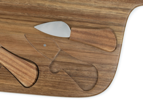 Akáciové krájecí prkénko na sýr a sada 3 nožů Oviedo